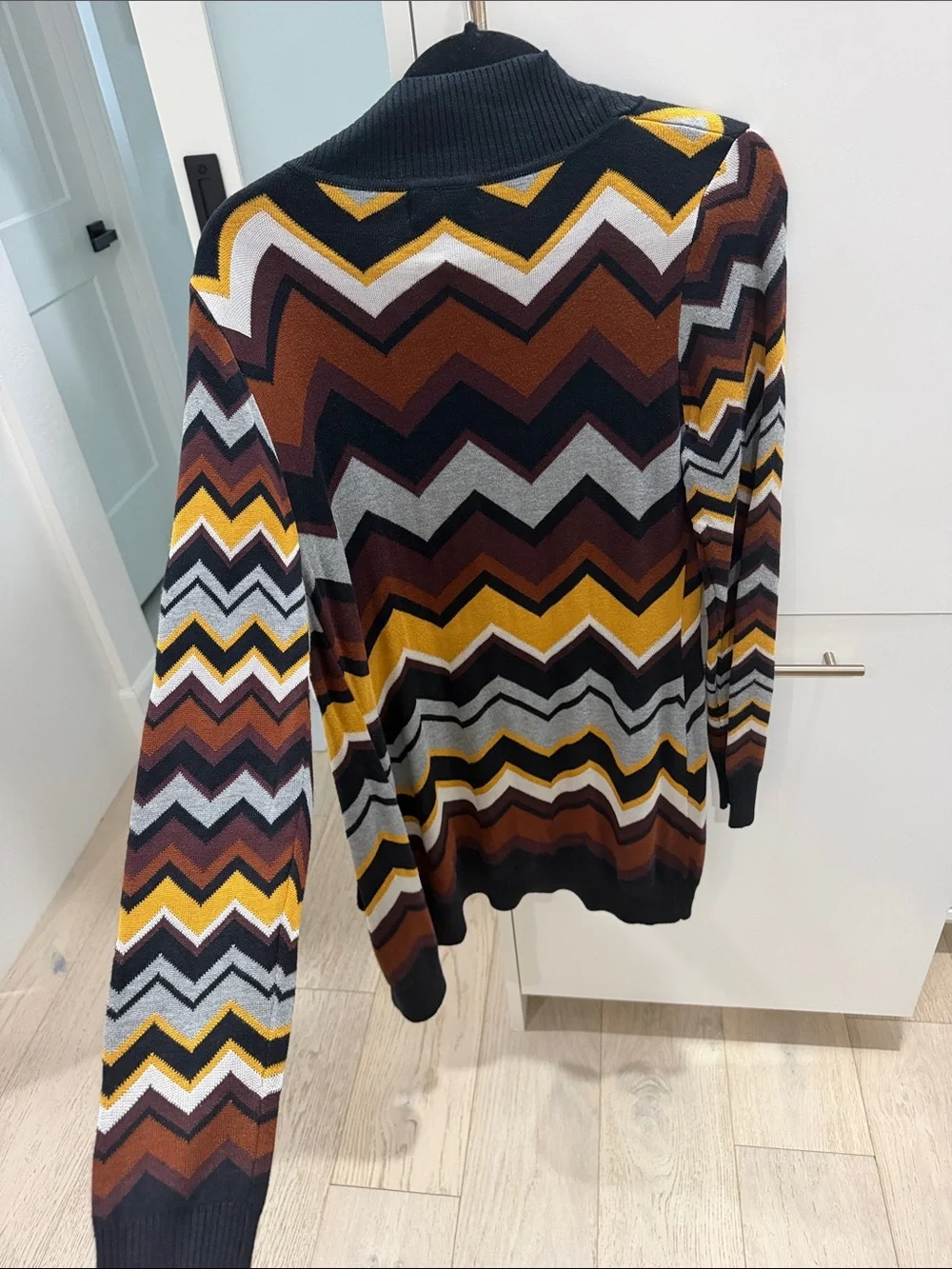 Missoni Multicolor Chevron Knit Cardigan - Black, Yellow, Brown